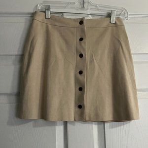 Suede Botton Mini Skirt